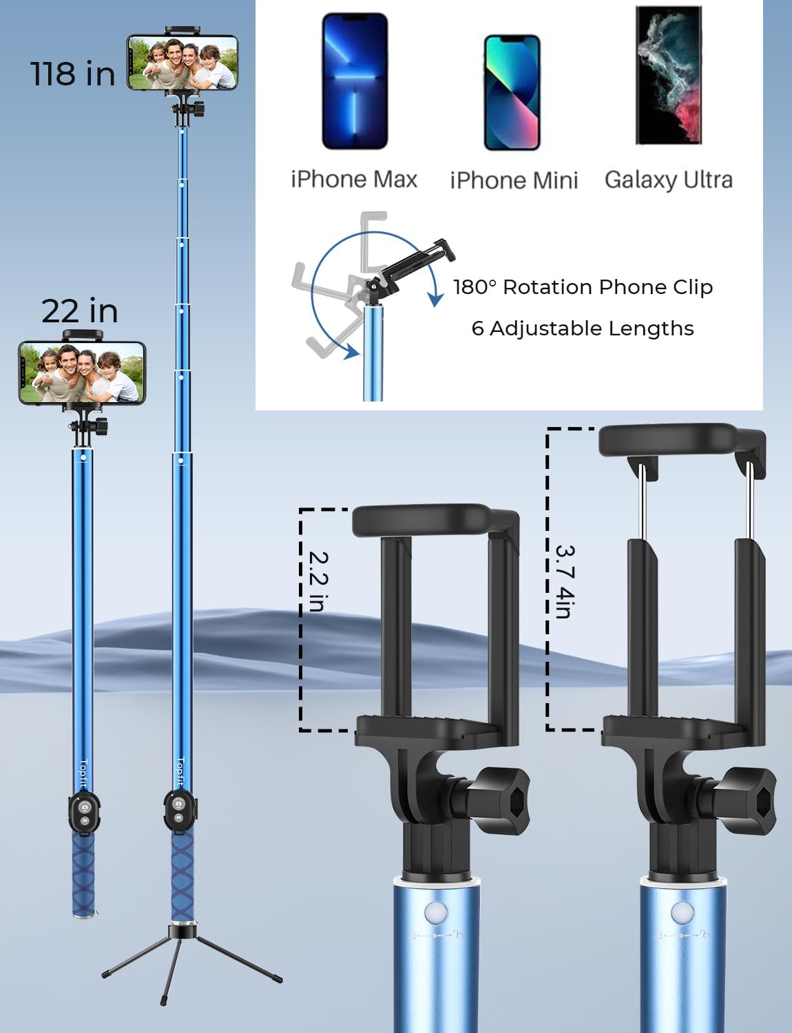 Inspection pole with bluetooth remote